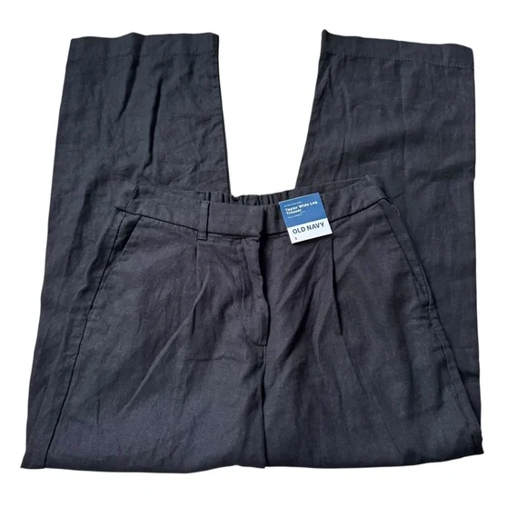 NWOT Old‎ Navy Extra High-Waisted Pleated Taylor Wide-Leg Linen-Blend Trou… - Picture 8 of 9